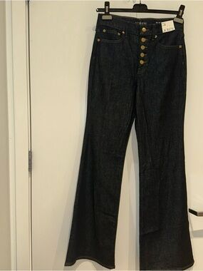 J.Crew Dark Wash '96 Flare Re-96-IDG Bell Bottom Flared Jeans Womens 25 R Button